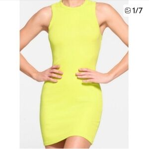 SKIMS Vibrant Yellow Ribbed Tank Dress, Size XXS